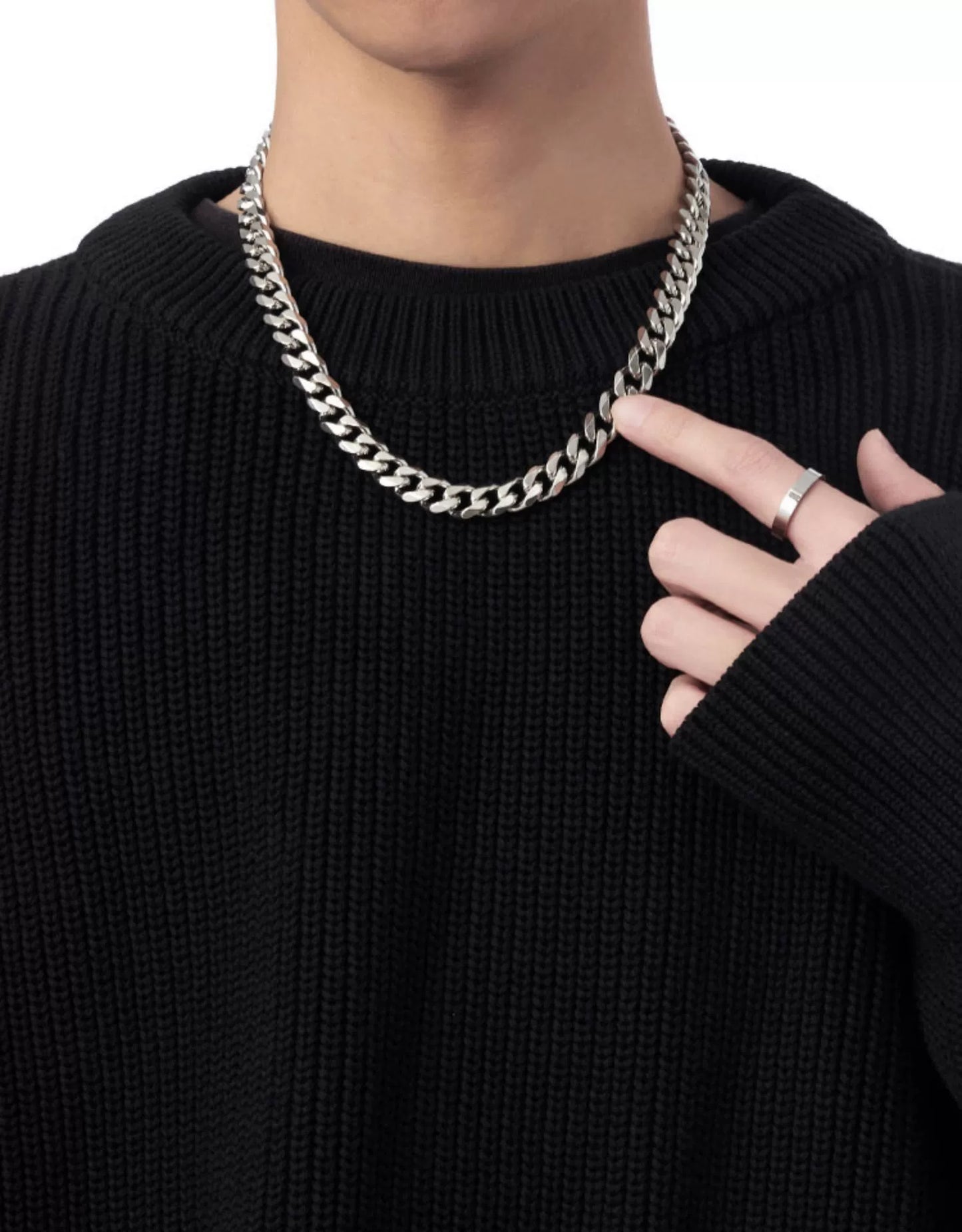 Acity Xicheng Hip Hop Cuban Link Chain Men's Necklace Trendy Men's and Women's Hiphop Fashion Clavicle Chain Ins Titanium Steel Choker