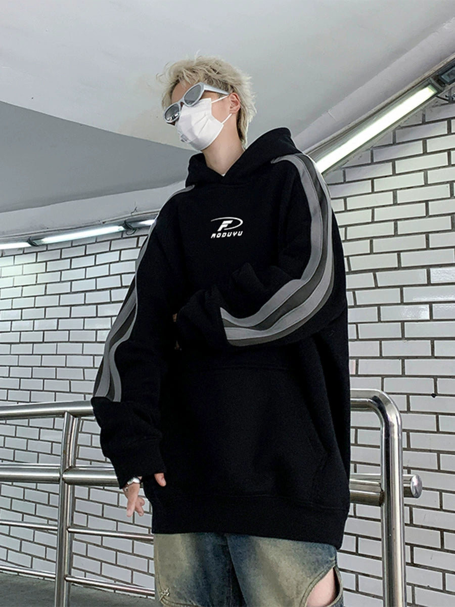 Hip Hop Ins Stitching Printing Coat Hooded Sweater