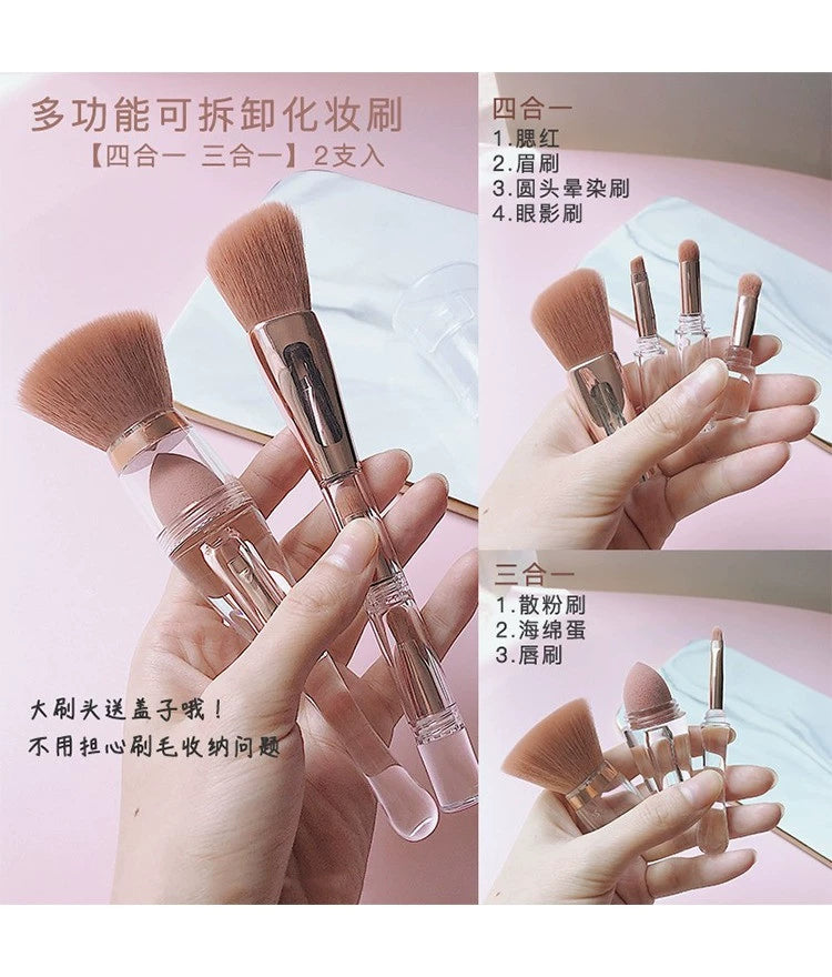 Morandi Portable Upgraded Makeup Brush with Small Mirror Cover