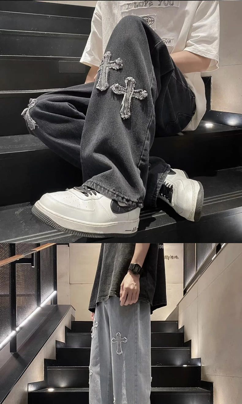 Fashion Brand Cross Spring and Summer Washed Hiphop Jeans