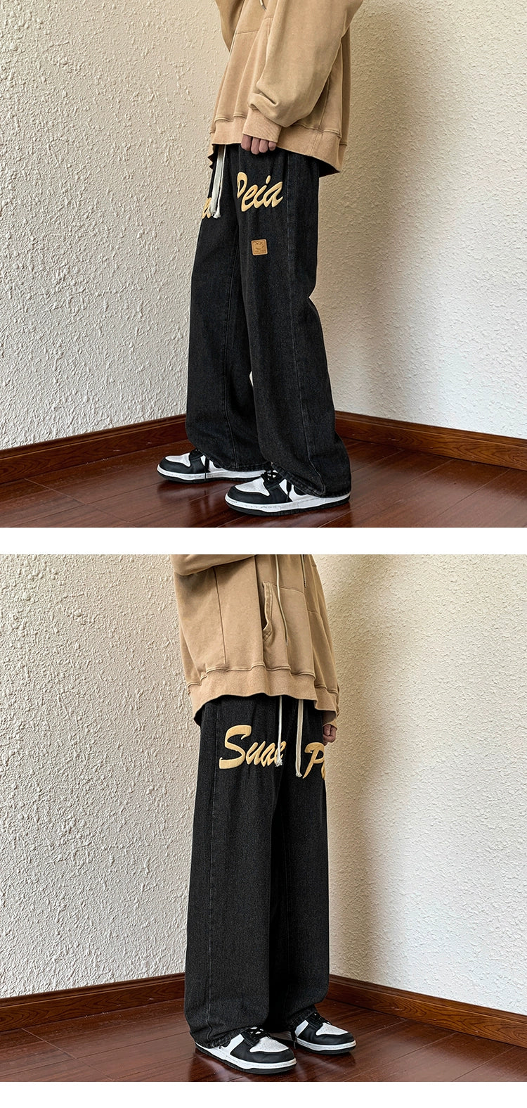 Spring and Autumn Street Hiphop Jeans with Foam Letters