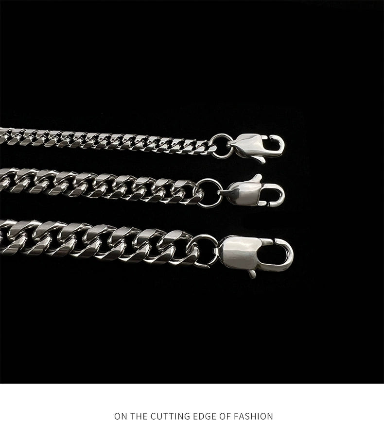 II Necklace Men's Fashion Hip Hop Women's All-Match Cuban Fashion Brand Men's Titanium Steel Choker Accessories High Sense High Street Men