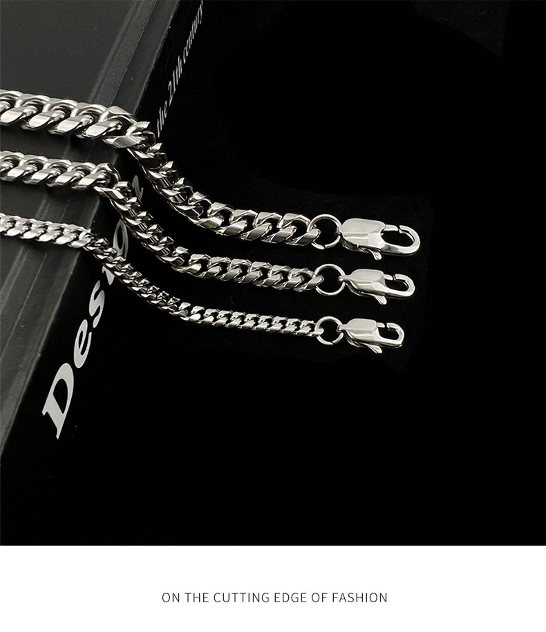 II Necklace Men's Fashion Hip Hop Women's All-Match Cuban Fashion Brand Men's Titanium Steel Choker Accessories High Sense High Street Men