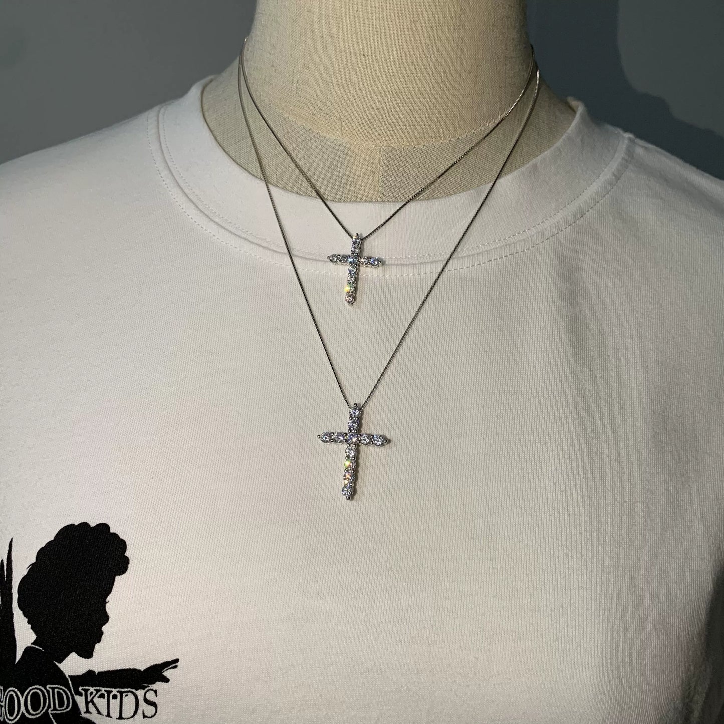 Couple Clavicle Chain Jewelry Sterling Silver Cross Pendant