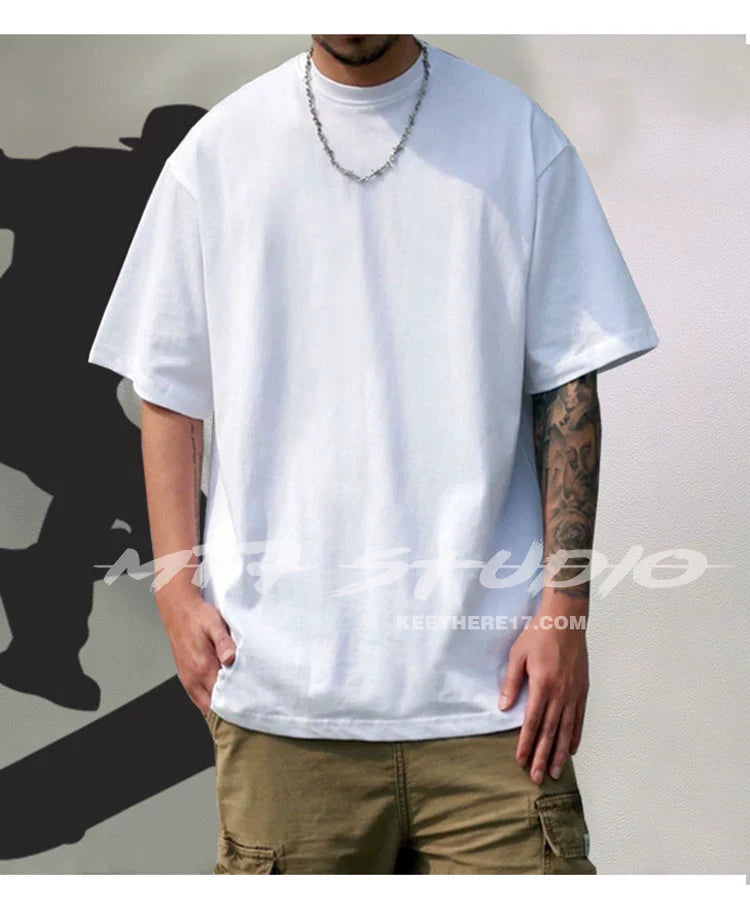 Fashion Brand Bboy Hip-Hop Solid Color Small Neckline Short-Sleeved Summer Clothes