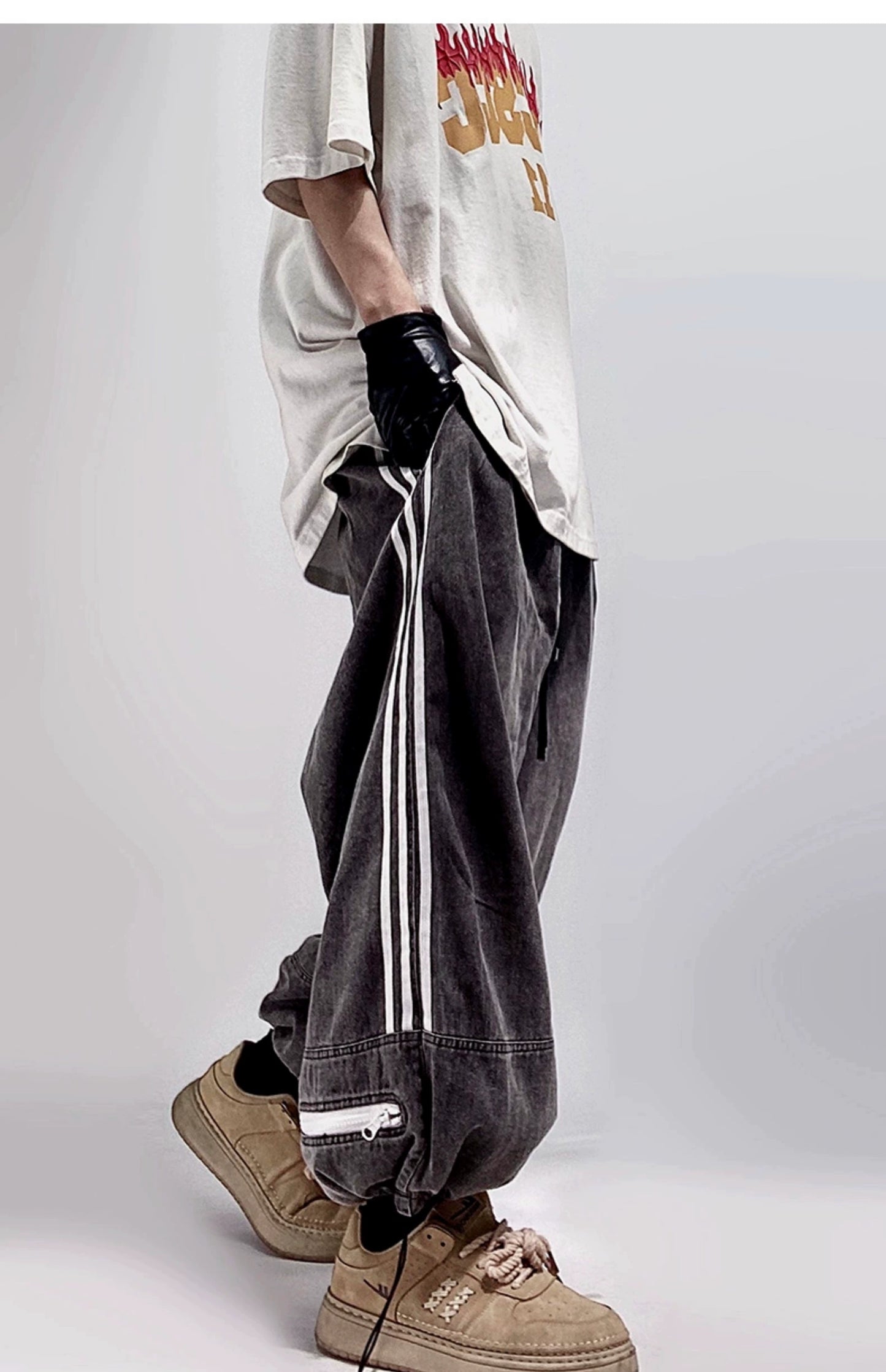 Uucscc Three-Bar Motion Japanese Style Workwear Ankle-Length Pants