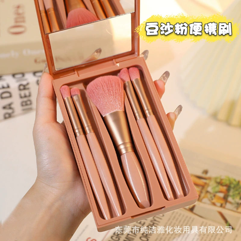 Morandi Portable Upgraded Makeup Brush with Small Mirror Cover