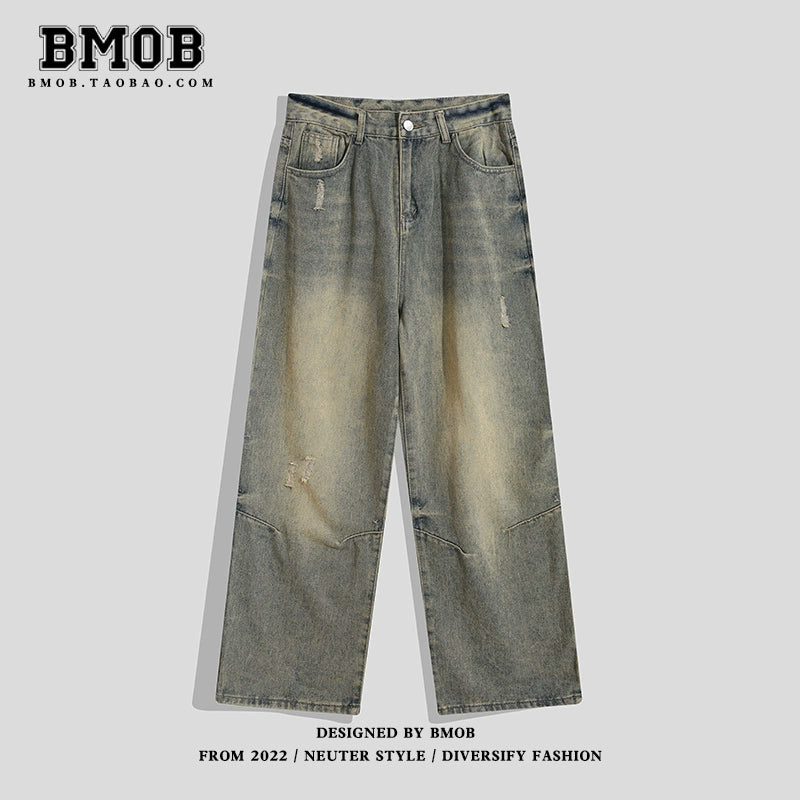 Trendy Bmob Scrape Fried Street Distressed Hip Hop Jeans