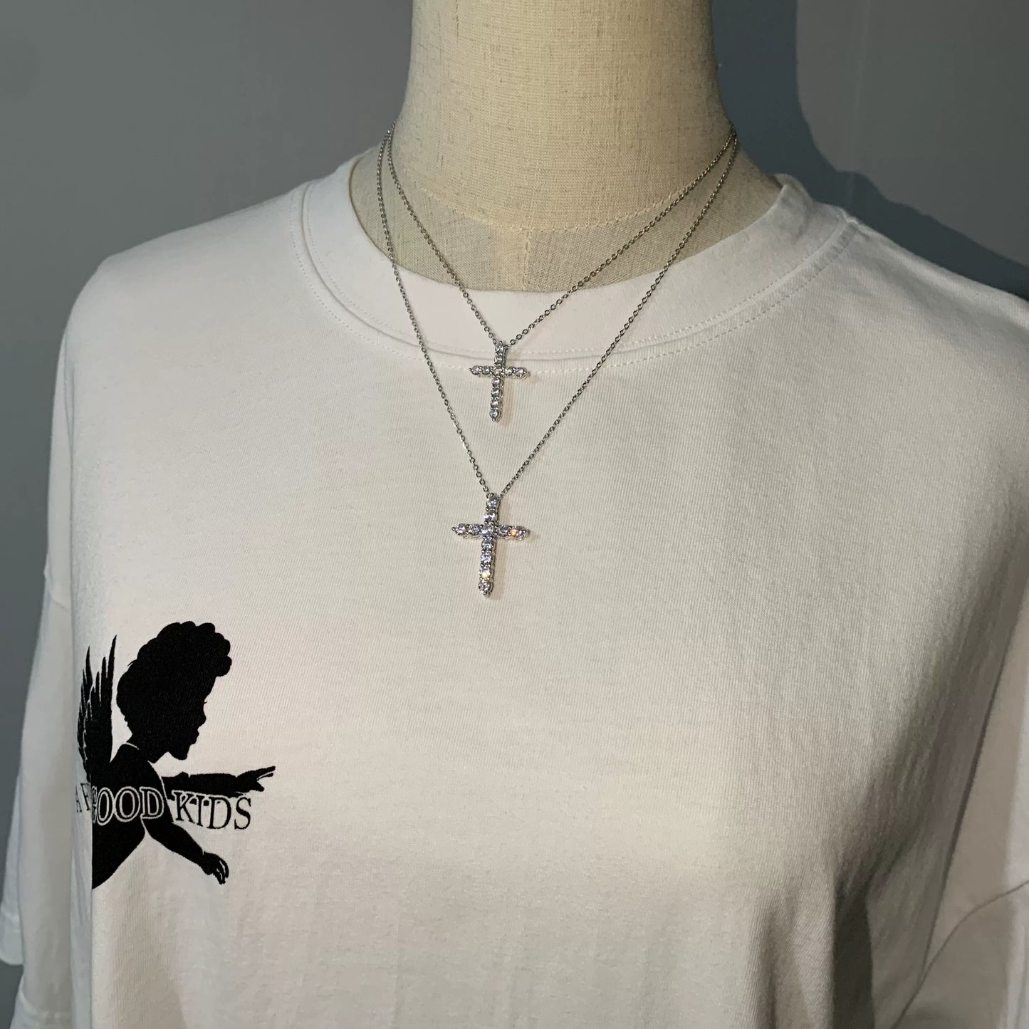 Couple Clavicle Chain Jewelry Sterling Silver Cross Pendant