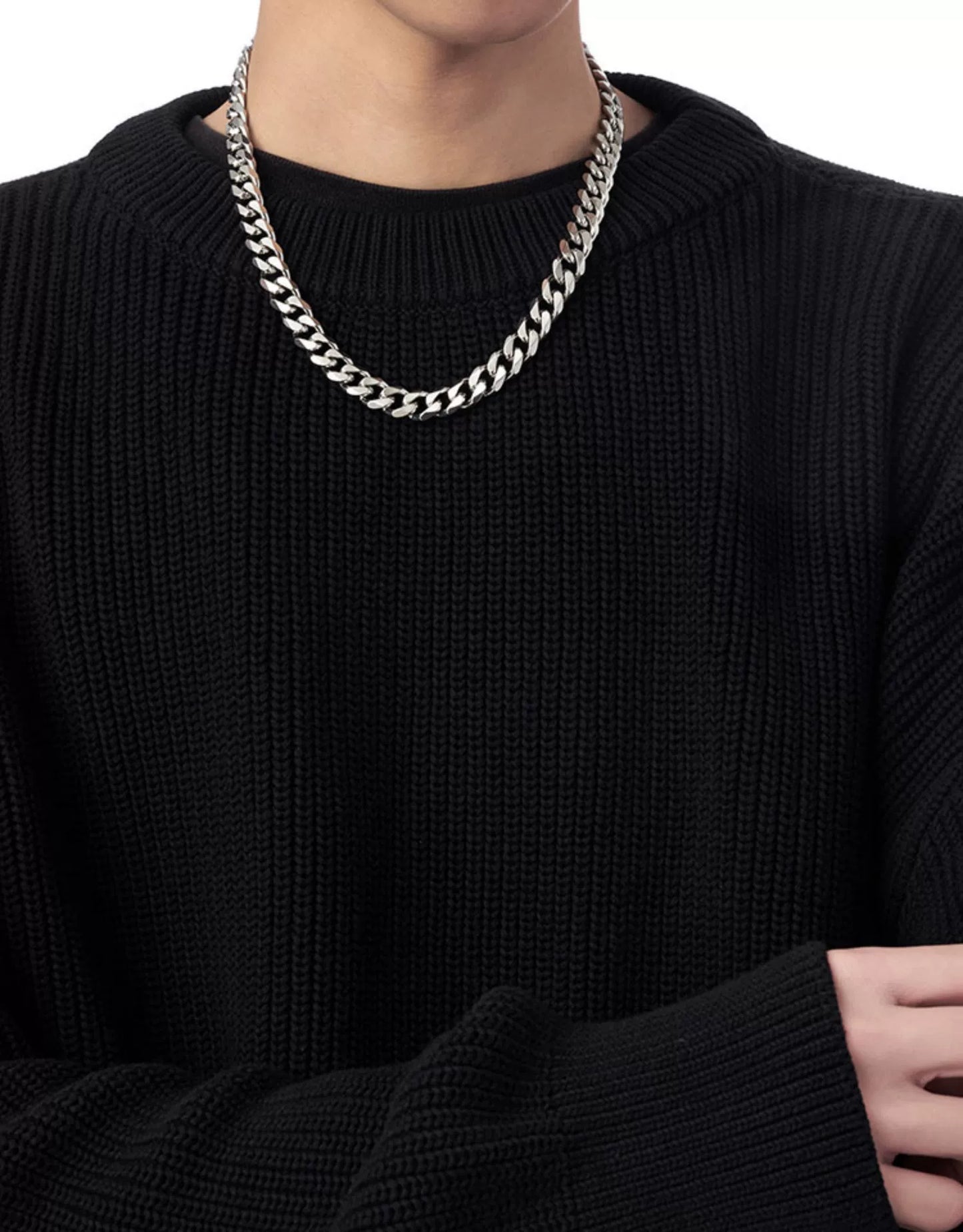 Acity Xicheng Hip Hop Cuban Link Chain Men's Necklace Trendy Men's and Women's Hiphop Fashion Clavicle Chain Ins Titanium Steel Choker