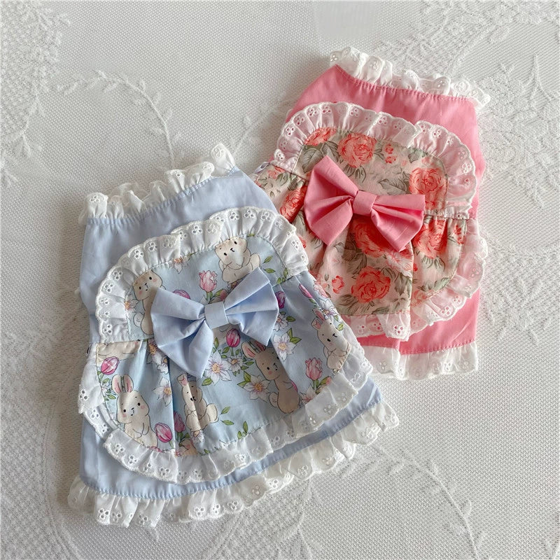 Maid Costume Lace Pink Cat Rose Pet