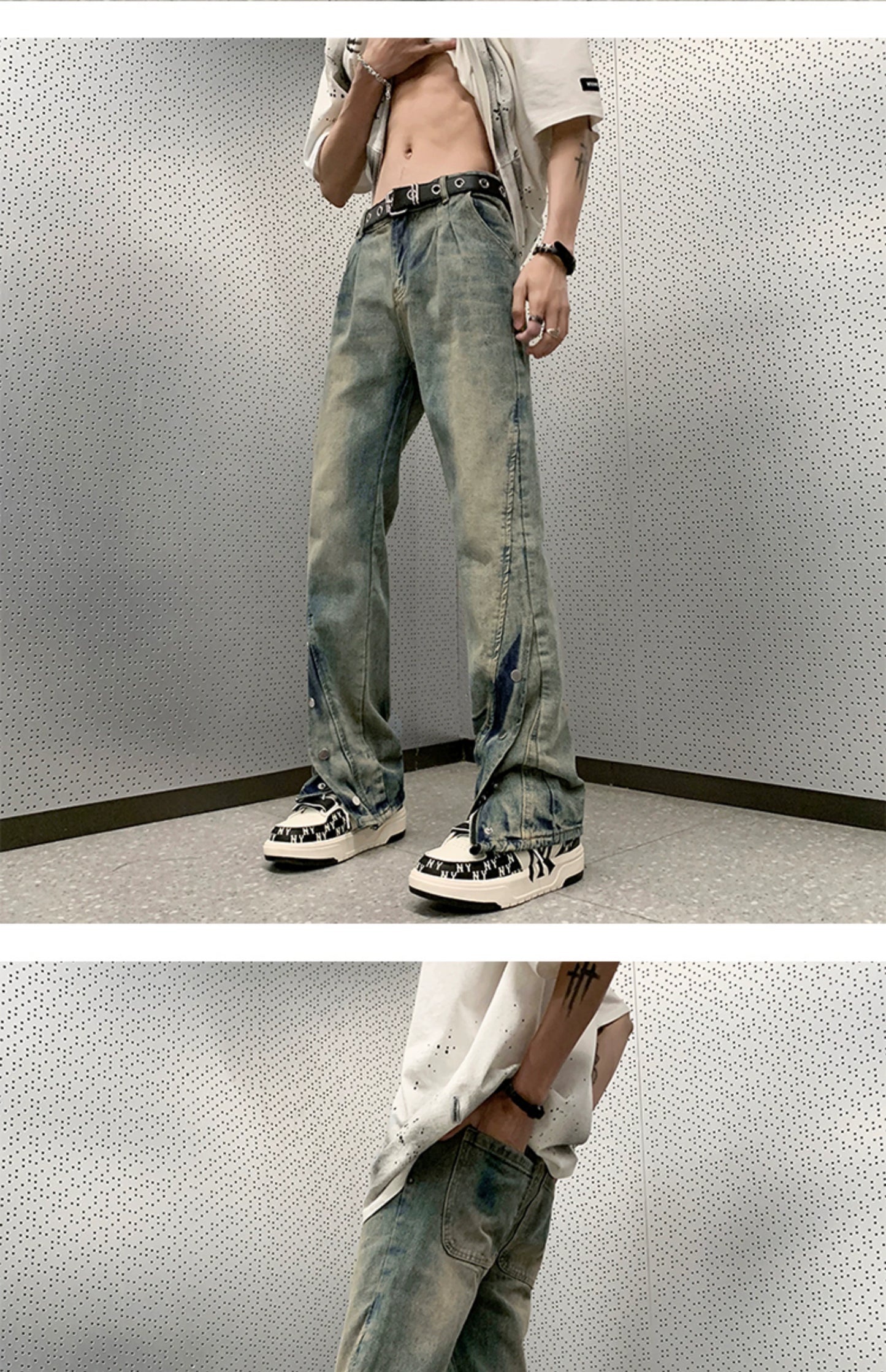 Trendy Hiphop Distressed Breasted Stylish Denim