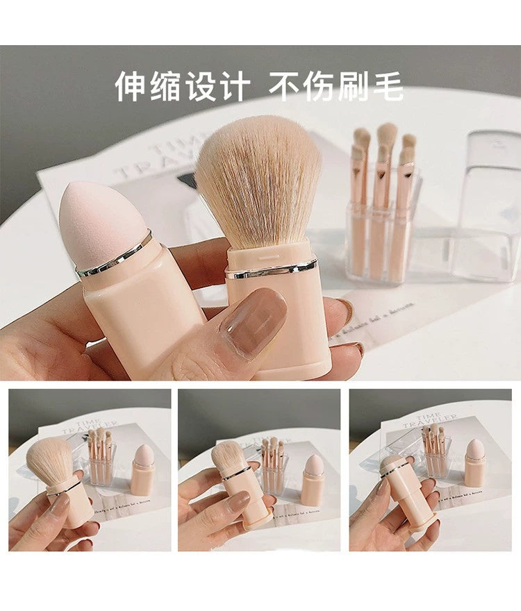 Morandi Portable Upgraded Makeup Brush with Small Mirror Cover