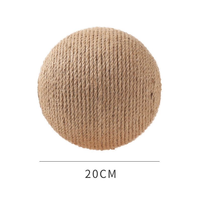 Cat Scratch Board Wooden Cat Grasping Ball Cat Grinding Claw Hand Wrapped Sisal Hemp Rope Cat Climbing Frame Scratching Pole Scratch-Resistant Cat Toy