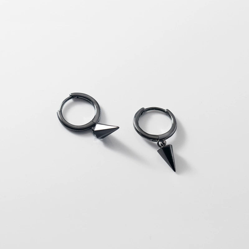 Trendy Black 925 Sterling Silver Women's Ins Hip-Hop Ear Ring