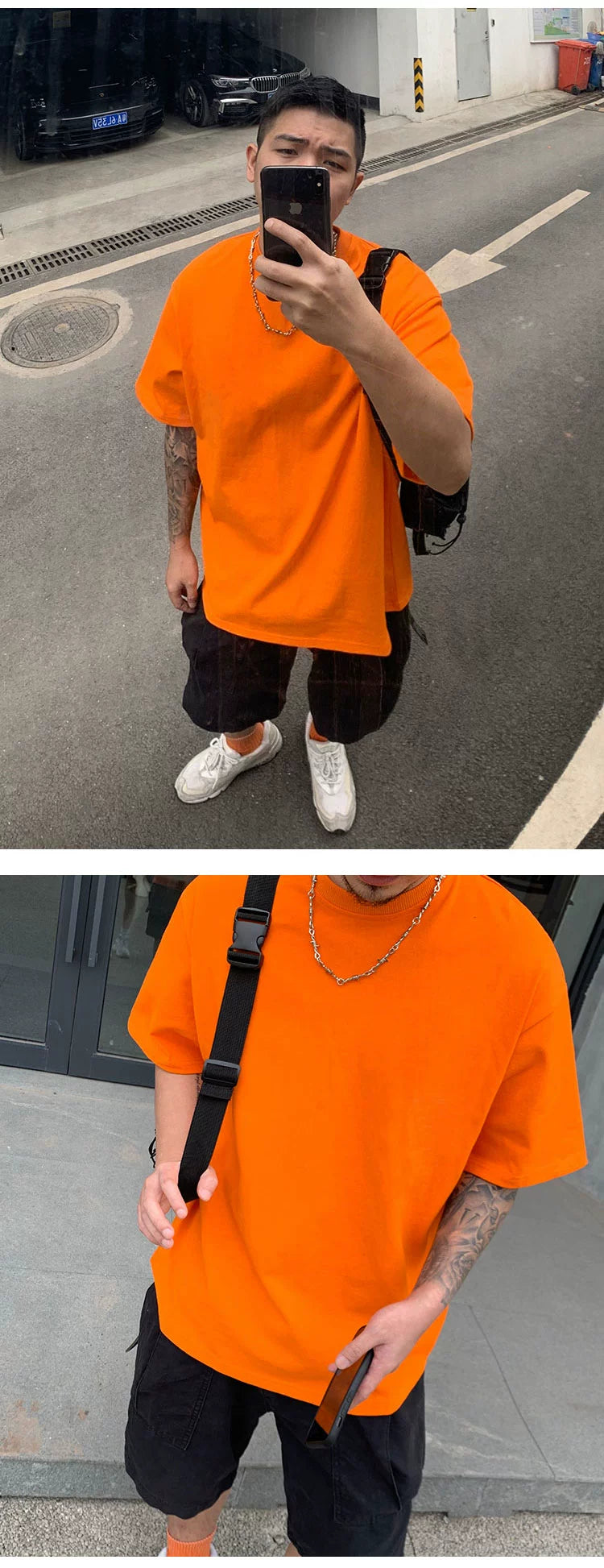 Fashion Brand Bboy Hip-Hop Solid Color Small Neckline Short-Sleeved Summer Clothes