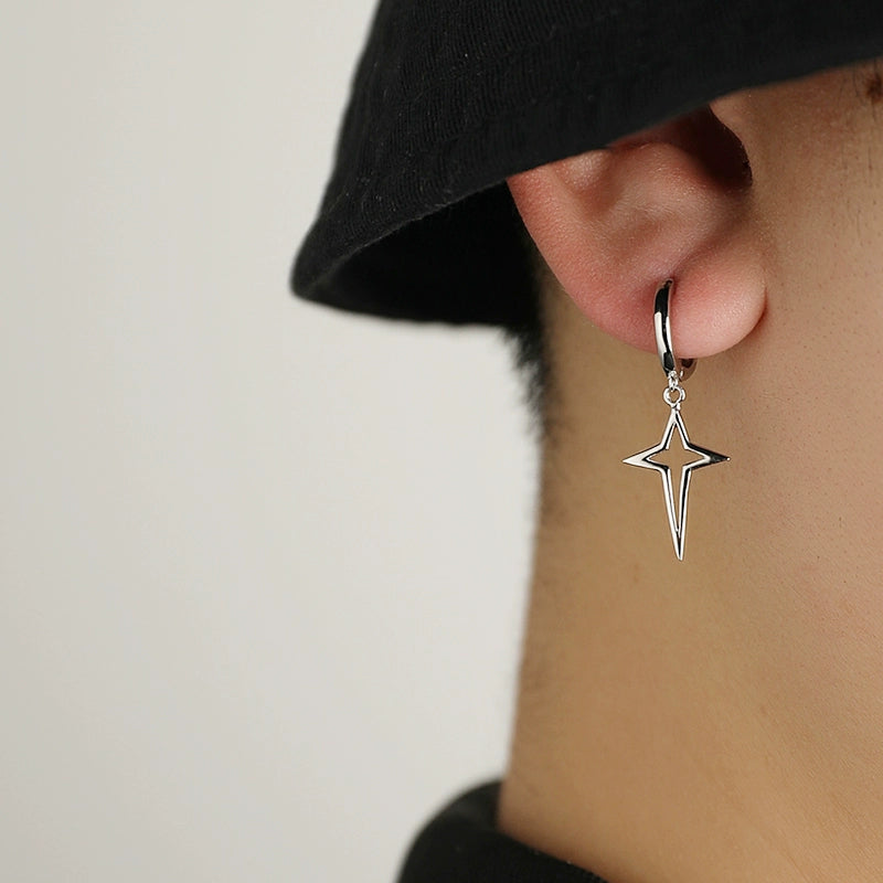 Fashion Minimalist Sterling Silver Asterism Women's Unisex Style Earrings