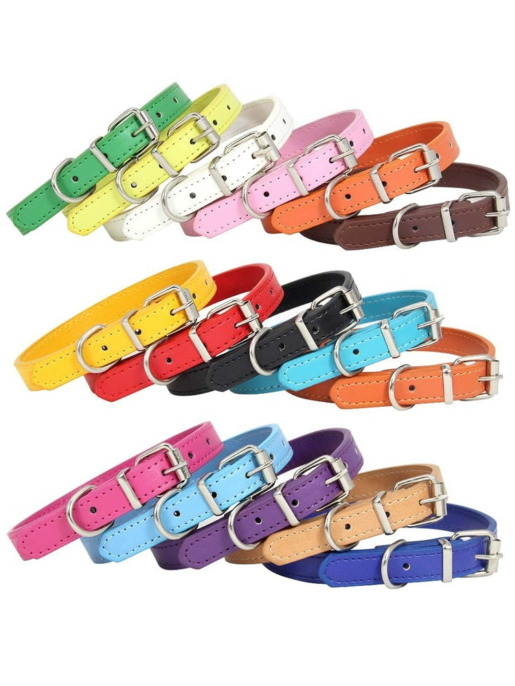 Purple PU Leather Small and Medium-Sized Dogs Teddy Pet Collar Dog Leash Pet Hand Holding Rope Cat Collar Dog Collar