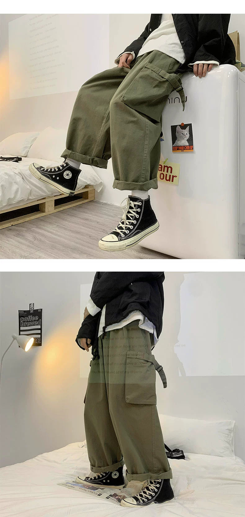 Hip Hop Wide Leg Large Pocket High Street Handsome Casual Pants