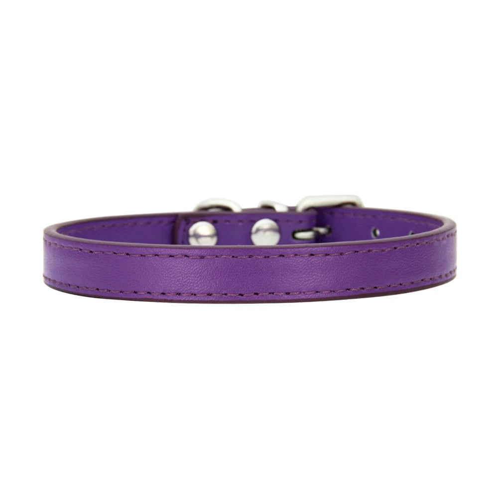 Purple PU Leather Small and Medium-Sized Dogs Teddy Pet Collar Dog Leash Pet Hand Holding Rope Cat Collar Dog Collar