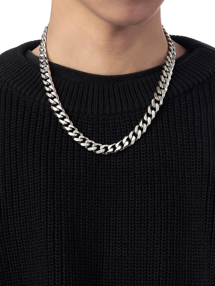 Acity Xicheng Hip Hop Cuban Link Chain Men's Necklace Trendy Men's and Women's Hiphop Fashion Clavicle Chain Ins Titanium Steel Choker