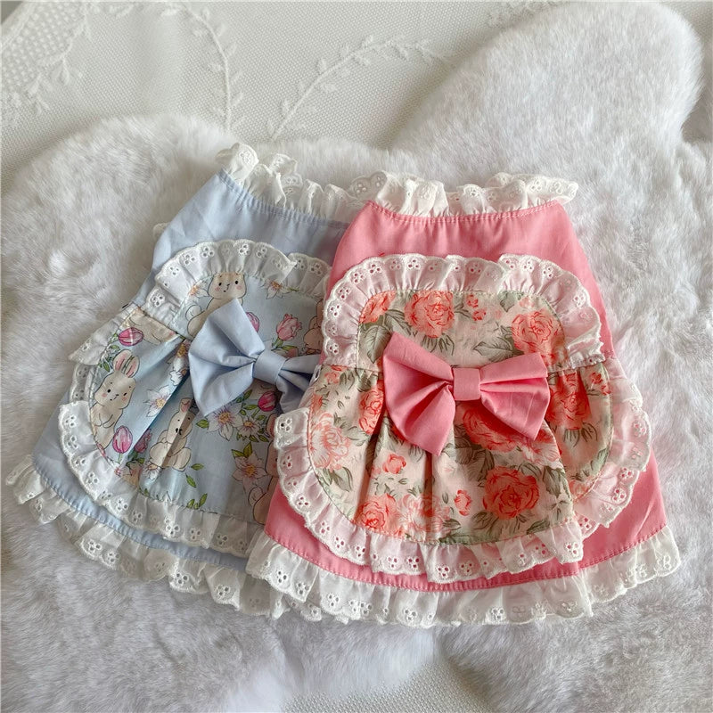 Maid Costume Lace Pink Cat Rose Pet