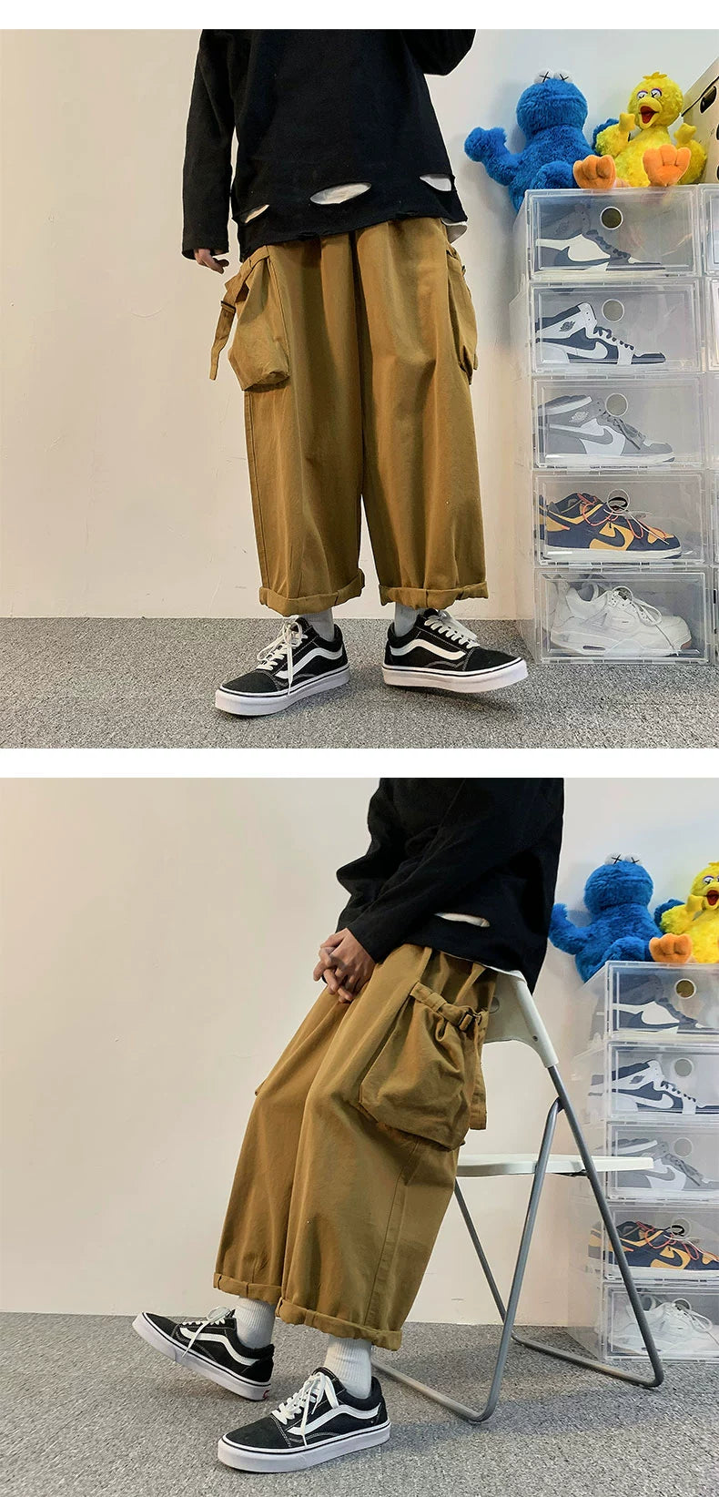 Hip Hop Wide Leg Large Pocket High Street Handsome Casual Pants