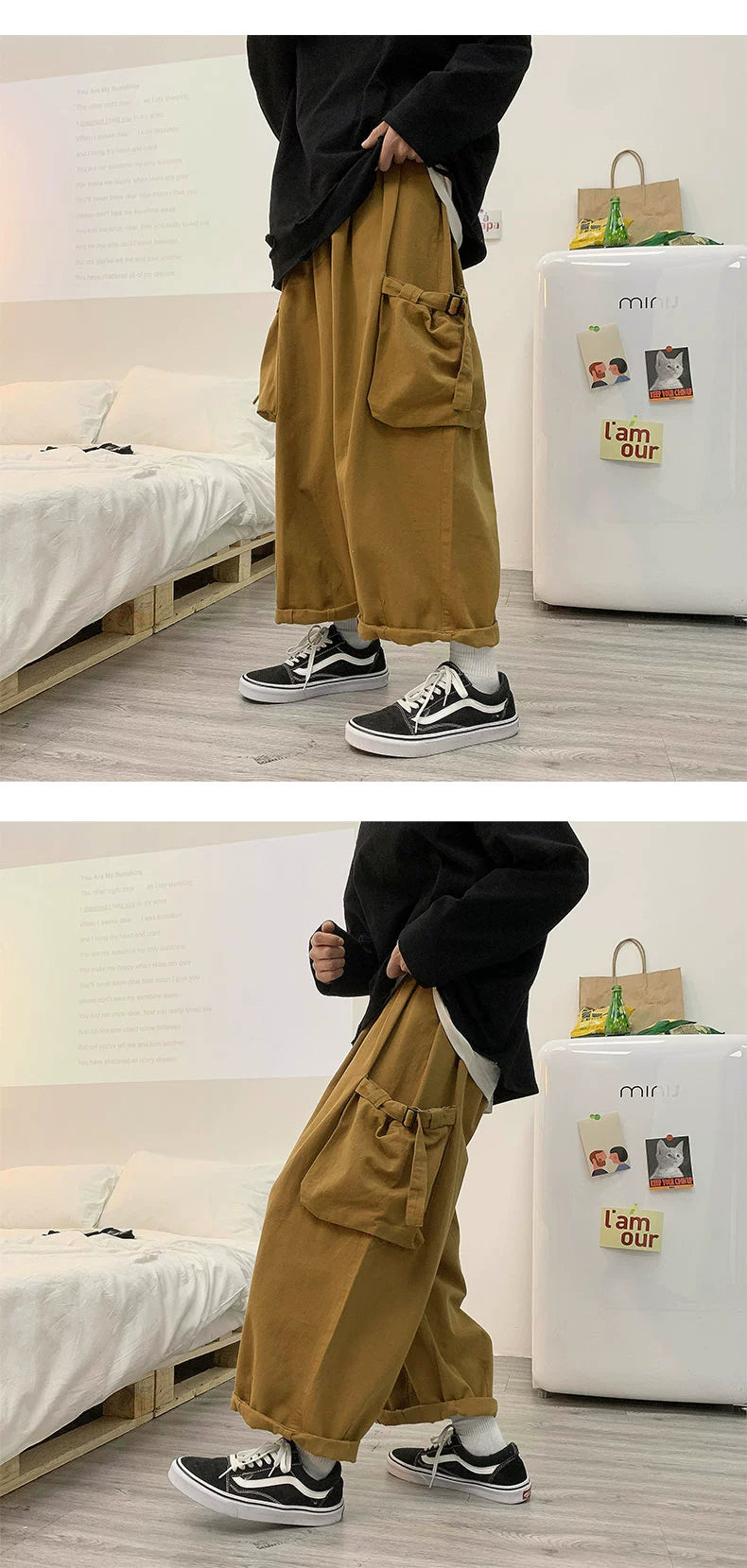 Hip Hop Wide Leg Large Pocket High Street Handsome Casual Pants