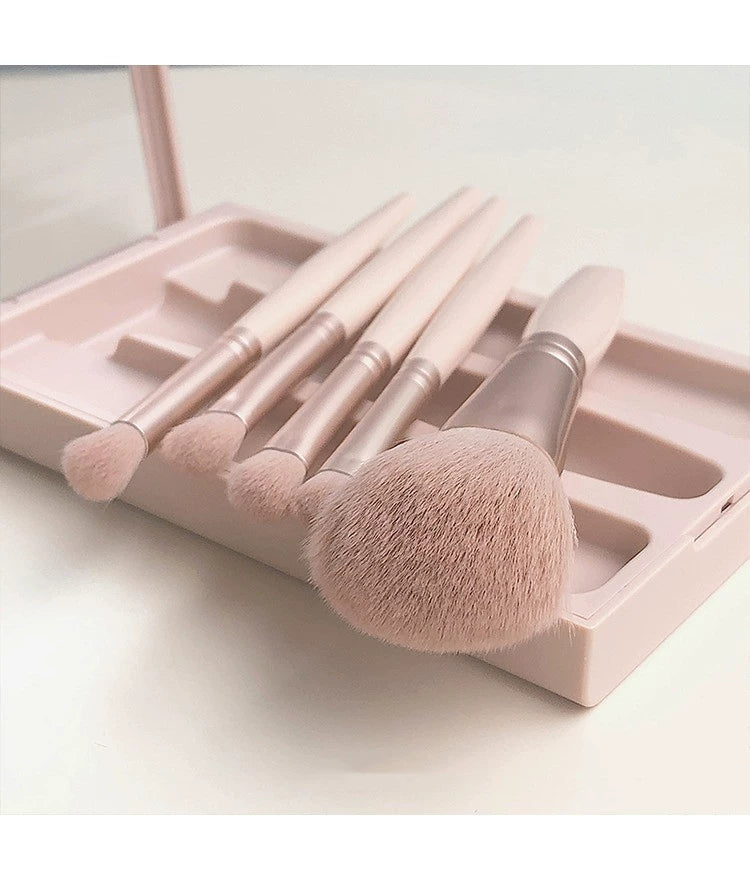 Morandi Portable Upgraded Makeup Brush with Small Mirror Cover