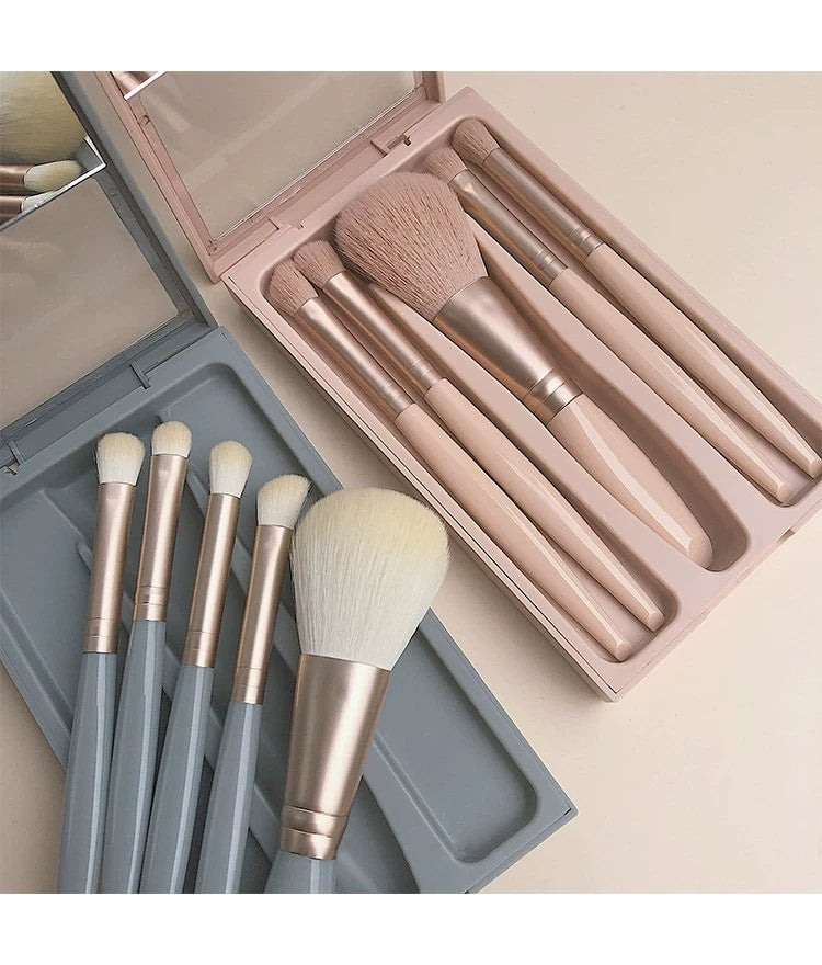 Morandi Portable Upgraded Makeup Brush with Small Mirror Cover