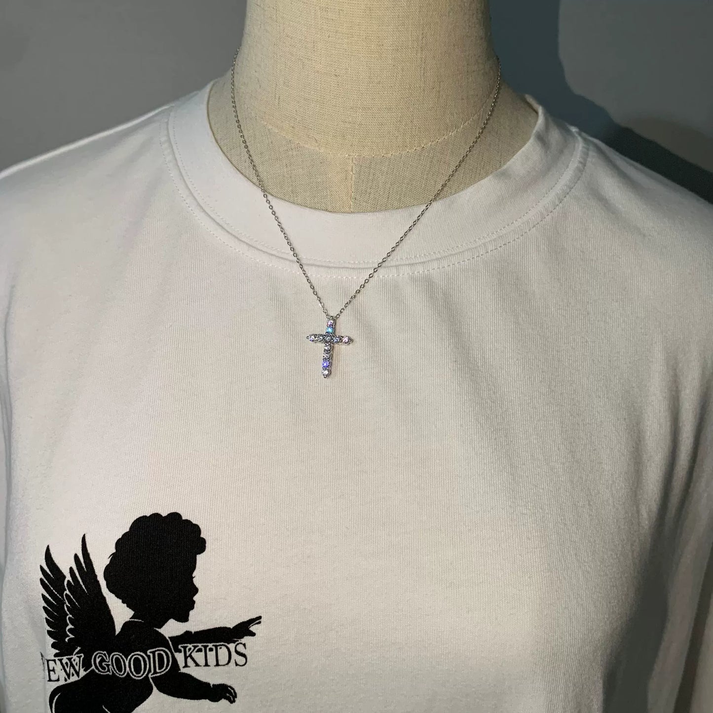 Couple Clavicle Chain Jewelry Sterling Silver Cross Pendant