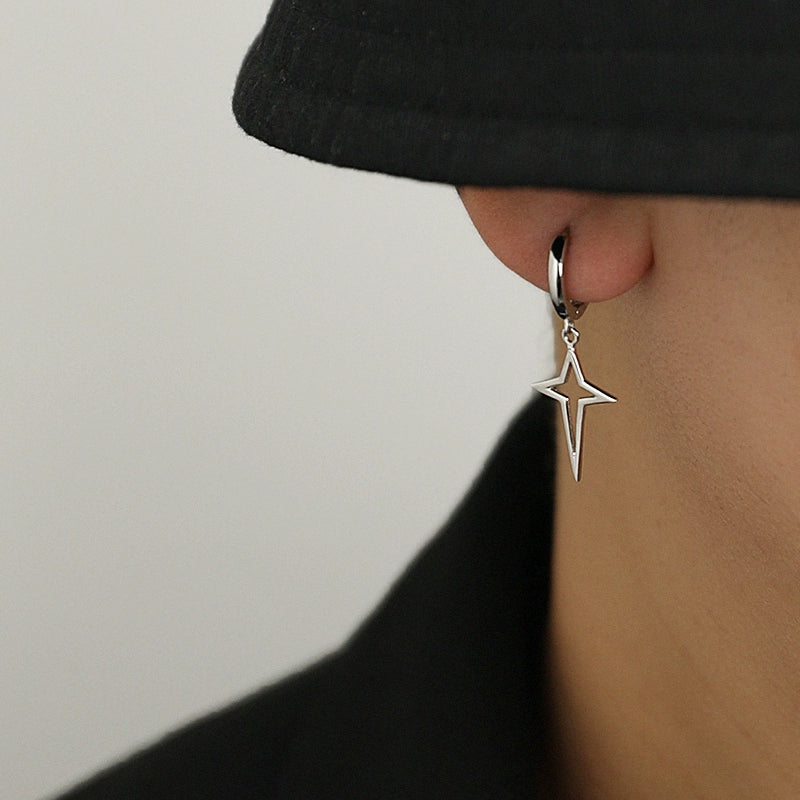 Fashion Minimalist Sterling Silver Asterism Women's Unisex Style Earrings