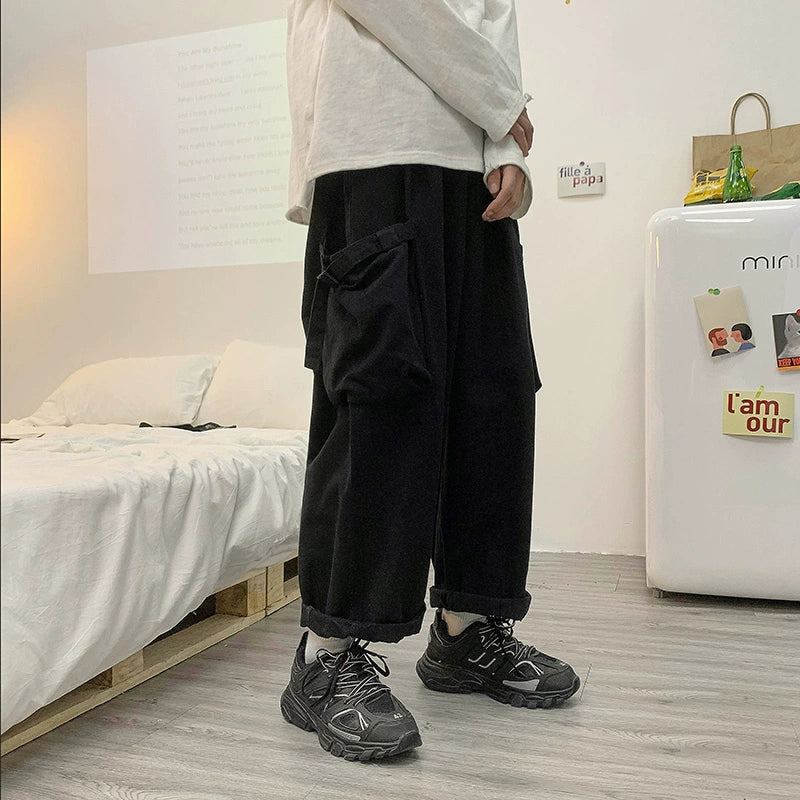 Hip Hop Wide Leg Large Pocket High Street Handsome Casual Pants