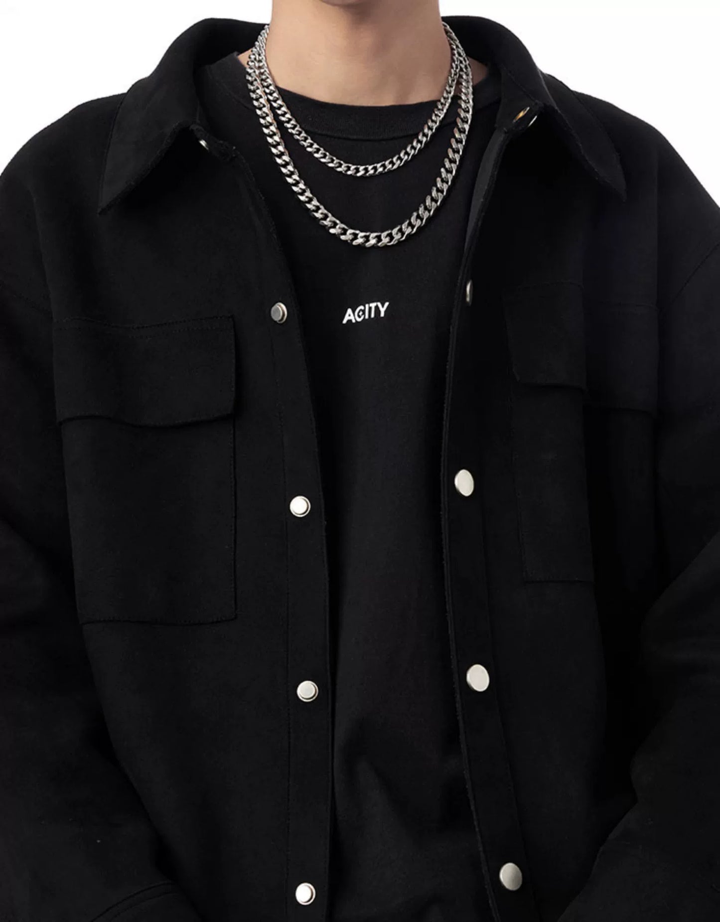 Acity Xicheng Hip Hop Cuban Link Chain Men's Necklace Trendy Men's and Women's Hiphop Fashion Clavicle Chain Ins Titanium Steel Choker