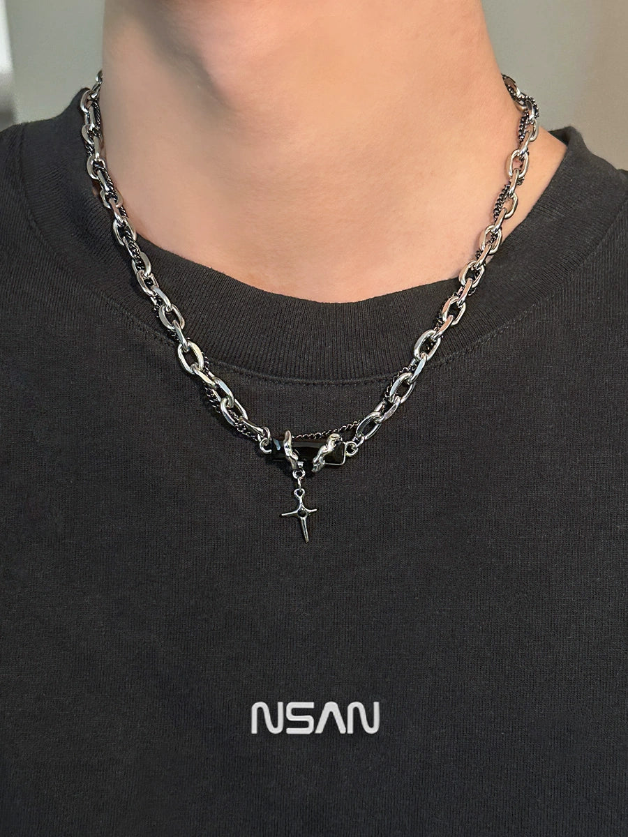 Titanium Steel Fashion Brand Hip-Hop Cross Men's and Women's Necklace