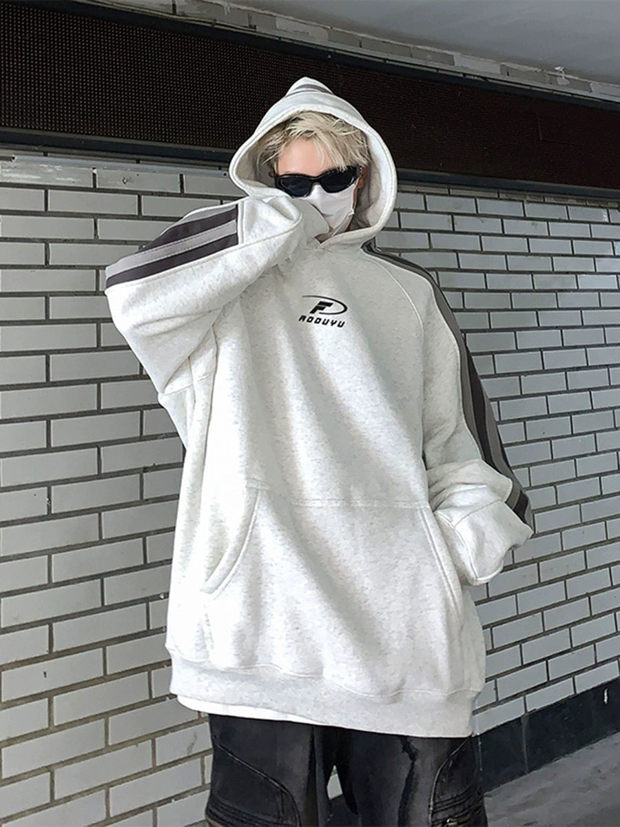 Hip Hop Ins Stitching Printing Coat Hooded Sweater