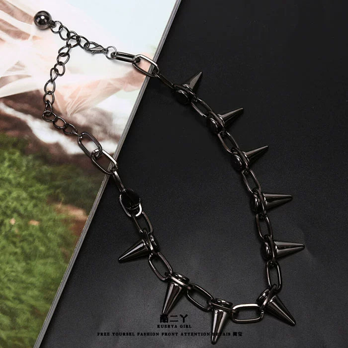 Punk Bullet Necklace Niche Style American High Street Ins Dark Hip-Hop Fashion Rivet Collar Sweater Chain Men and Women Cool