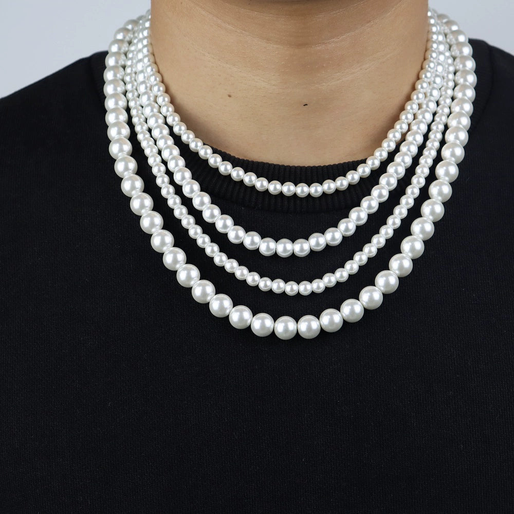 Female Niche Retro Easy Matching Hip Hop Couple Pearl Necklace