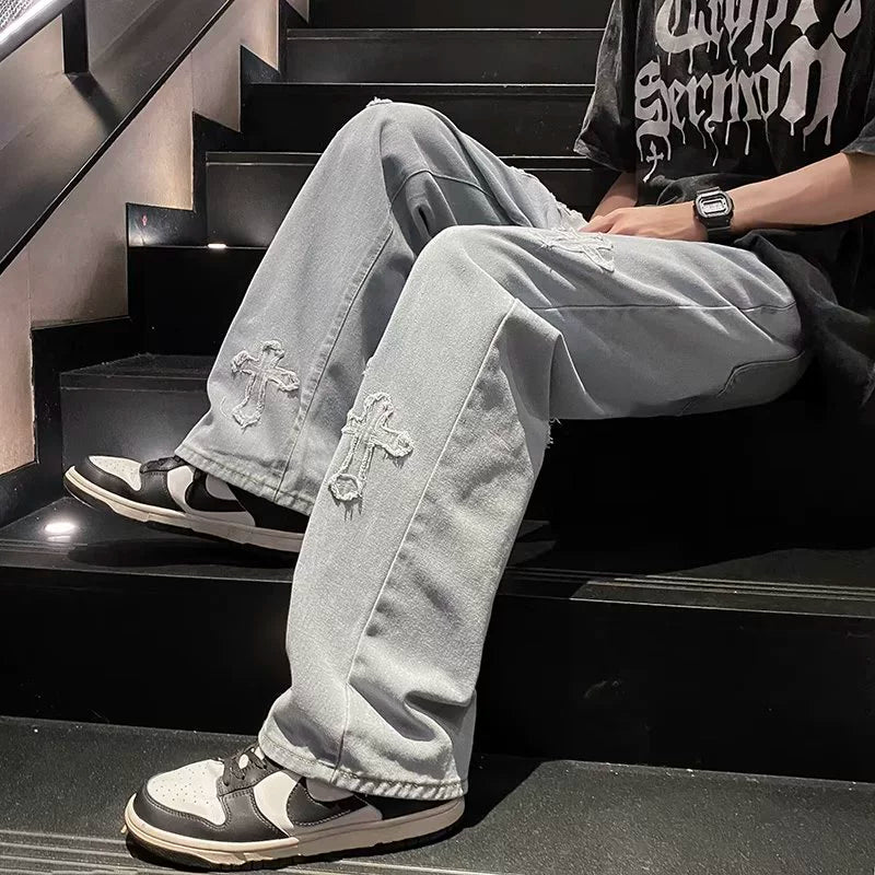 Fashion Brand Cross Spring and Summer Washed Hiphop Jeans