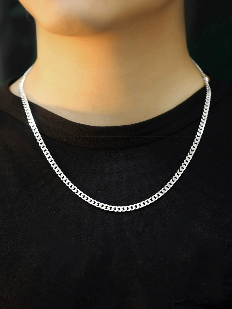 Cuban Sterling Silver Necklace Men's Fashionable Hip-hop All-Match High-Grade Vegetarian Chain Choker Birthday Gift for Boyfriend Boys