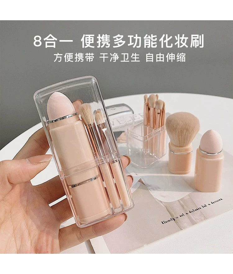 Morandi Portable Upgraded Makeup Brush with Small Mirror Cover