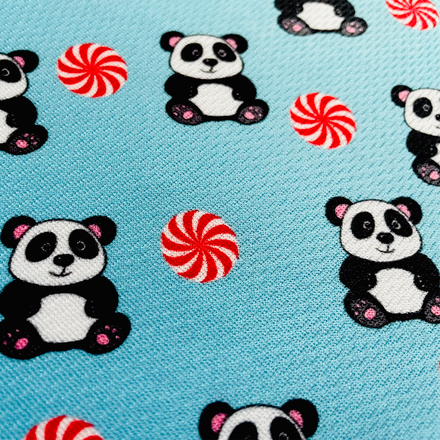 Peppermint Panda Blue Tie On Dog Bandana