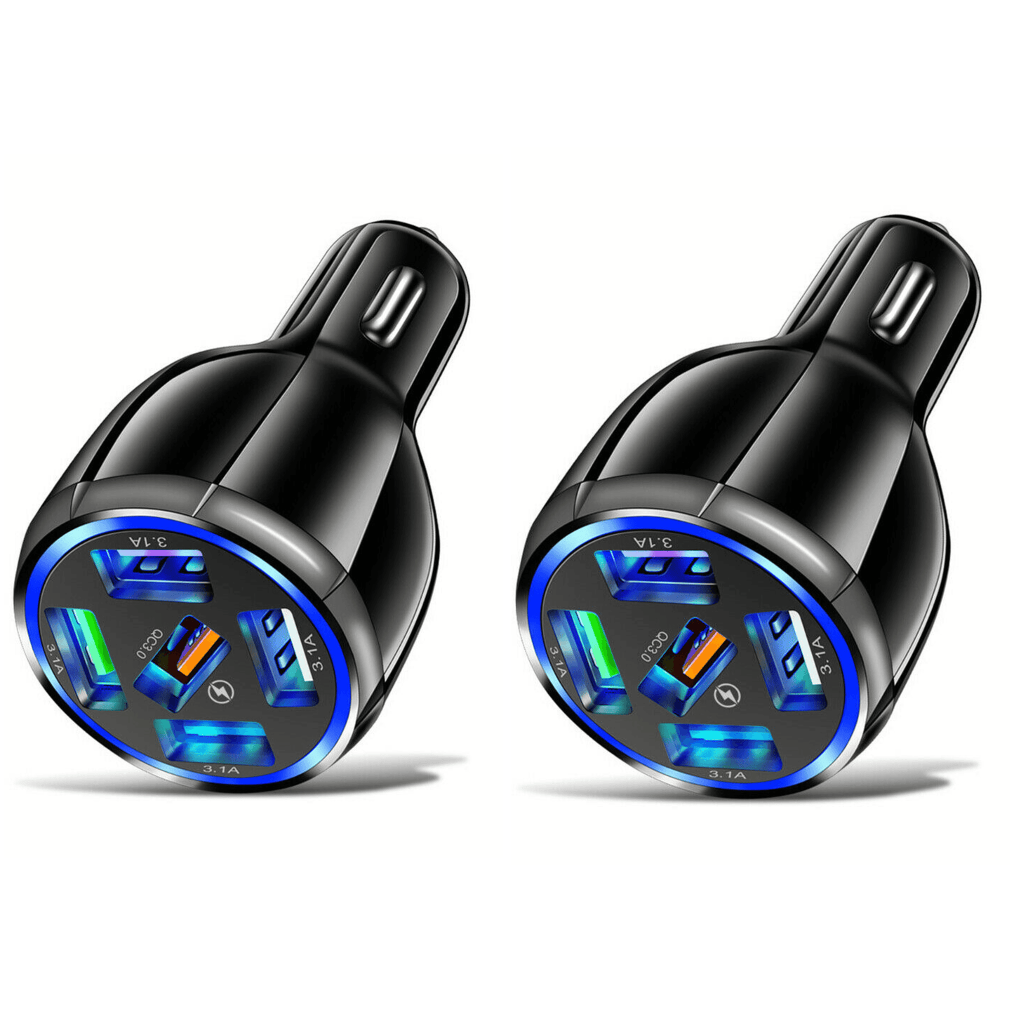 2 Pack PBG 5 Port USB Fast Car Charger with LED Display Charge 5