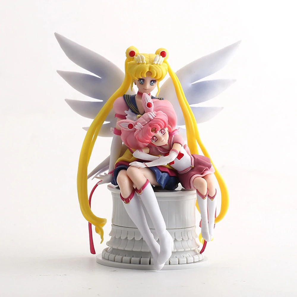 2pcs/set Sailor Moon with Sailor Chibi Moon  Figures Collection Model Toys  16cm