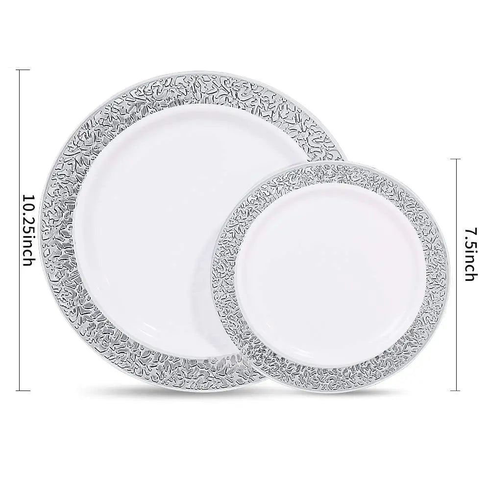 40pcs Gold Plastic Plates,Dinner Plates and Salad Plates Combo,Disposable Heavy Duty Plastic Plates for Parties Wedding