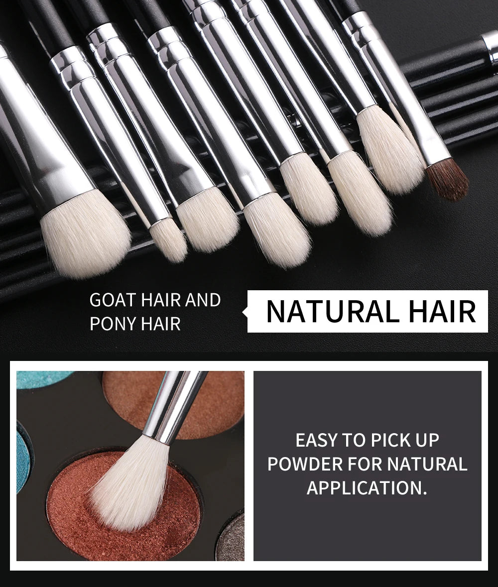 BEILI Black 12/20/22pcs Makeup Brushes Set Natural Goat Hair Powder Foundation Eyeshadow Foundation Eyebrow Make Up Brush