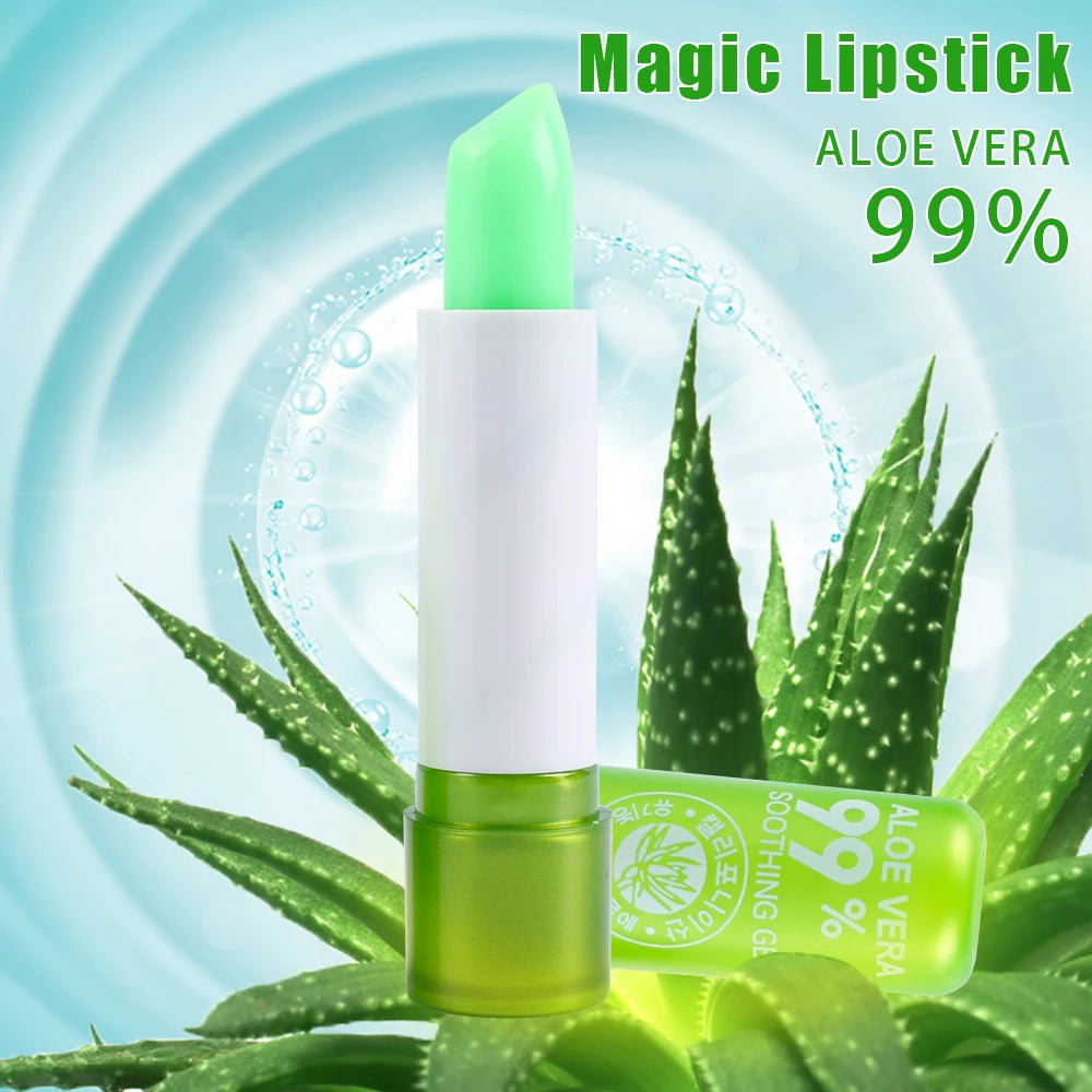 1PC Moisture Lip Balm Long-Lasting Natural Aloe Vera Lipstick Color Mood Changing Long Lasting Moisturizing Lipstick Anti Aging