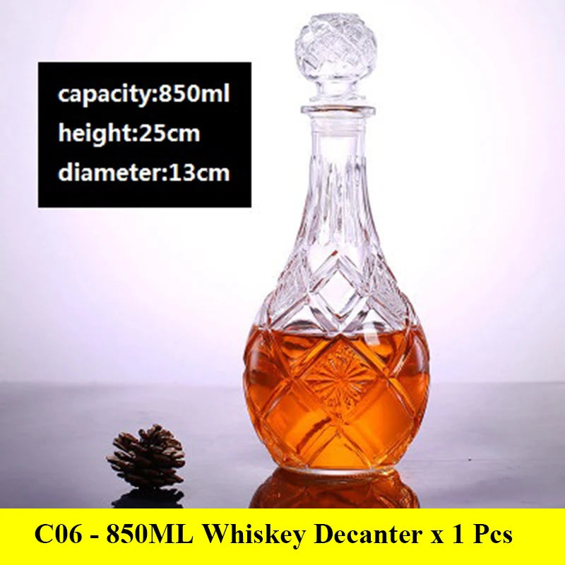 Novelty design 3 styles barware wine glass bottle 1000ml lead-free glass whiskey decanters for Liquor Scotch Bourbon