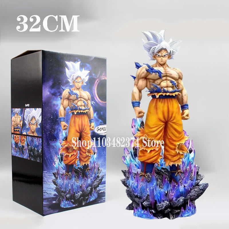 32cm Dragon Ball Super Figure White God Model Son Goku Ultra Instinct Action Figure GK Statue PVC Anime Toy Desk Decoration Gift