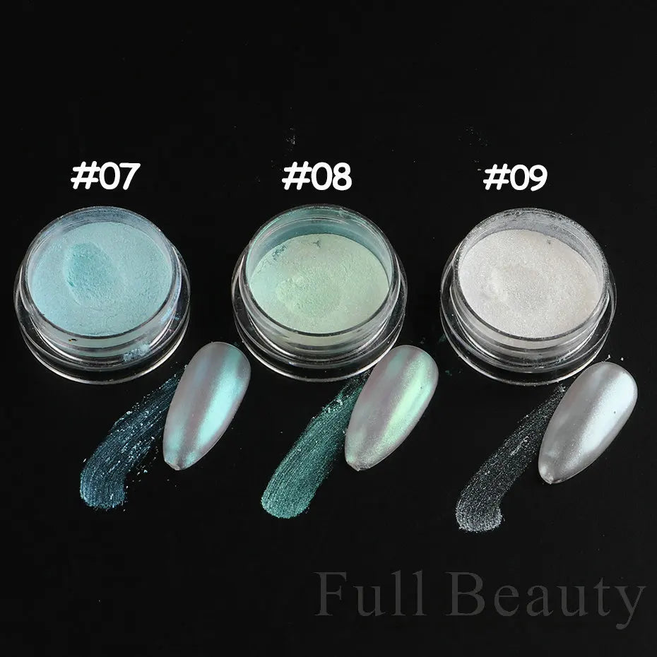 2pcs Nail Mirror Glitter Powder Gold Silver Metallic Effect Pigment Gel Polish Chrome Flakes Dust Holographic Decoration NFC000